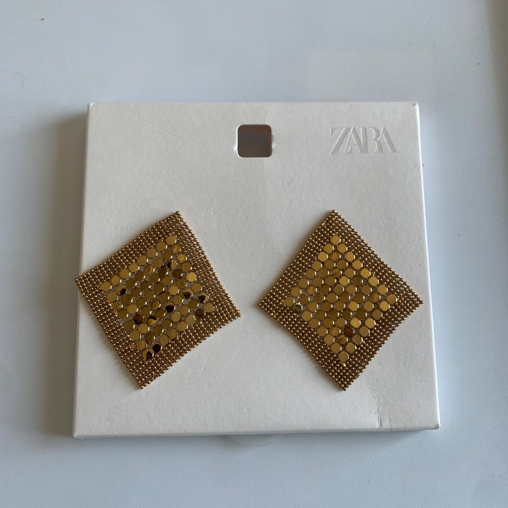 NWT Zara Metal Mesh Earrings - Picture 2 of 8